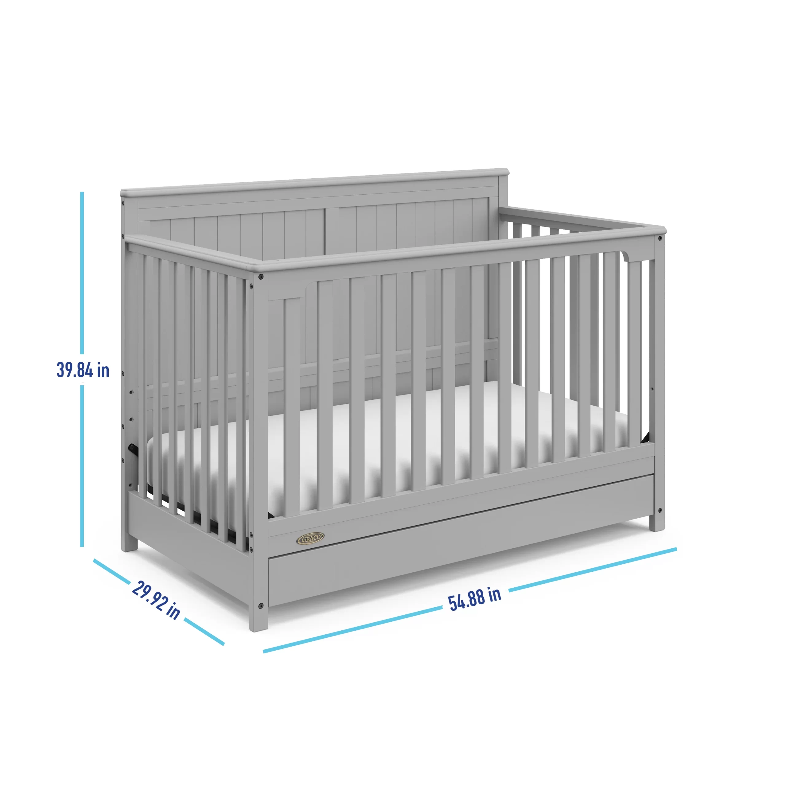 Graco Hadley 4-in-1 Convertible Crib with Drawer - Pebble Gray
