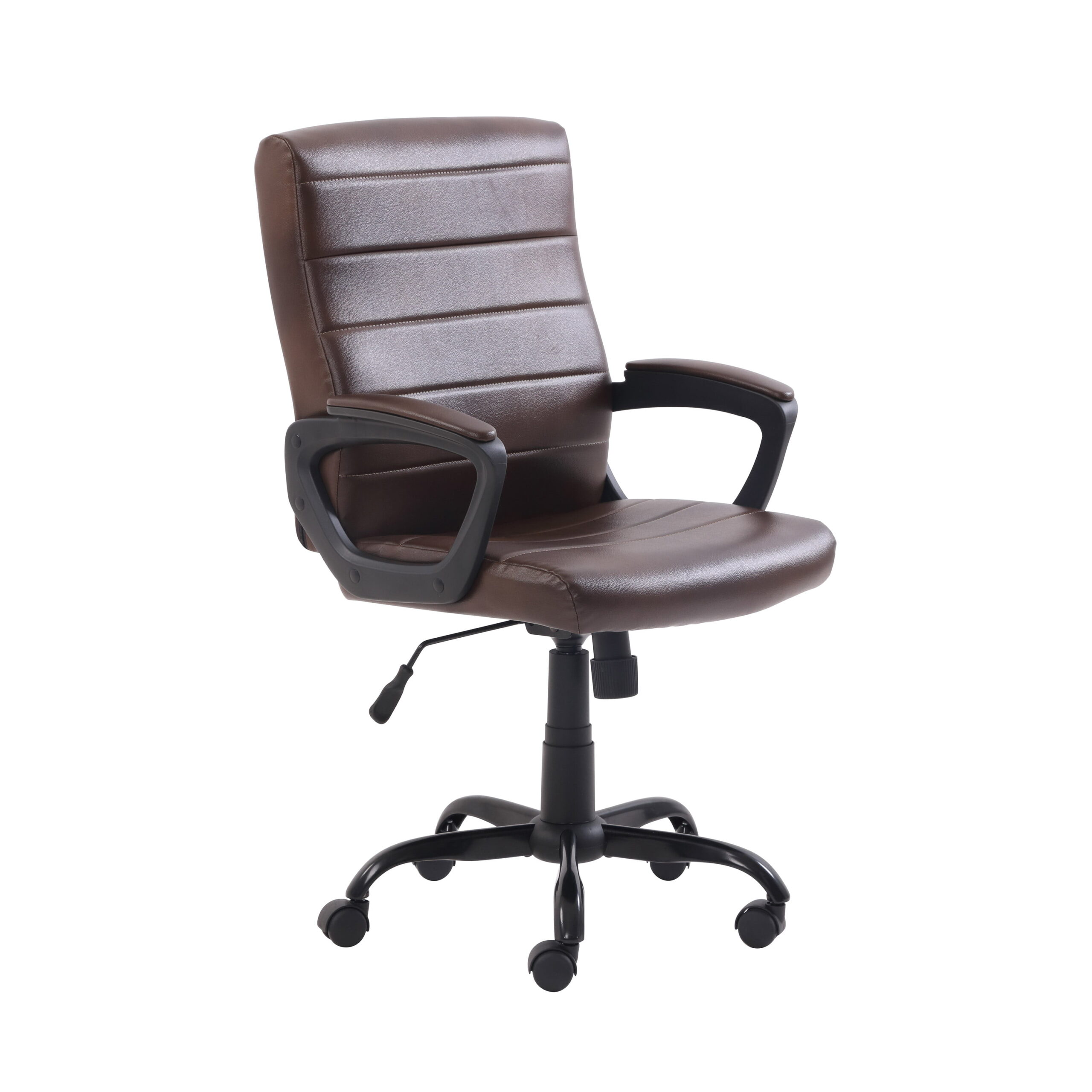 Mainstays Mid-Back Manager-s Office Chair with Arms. Bonded Leather. Brown