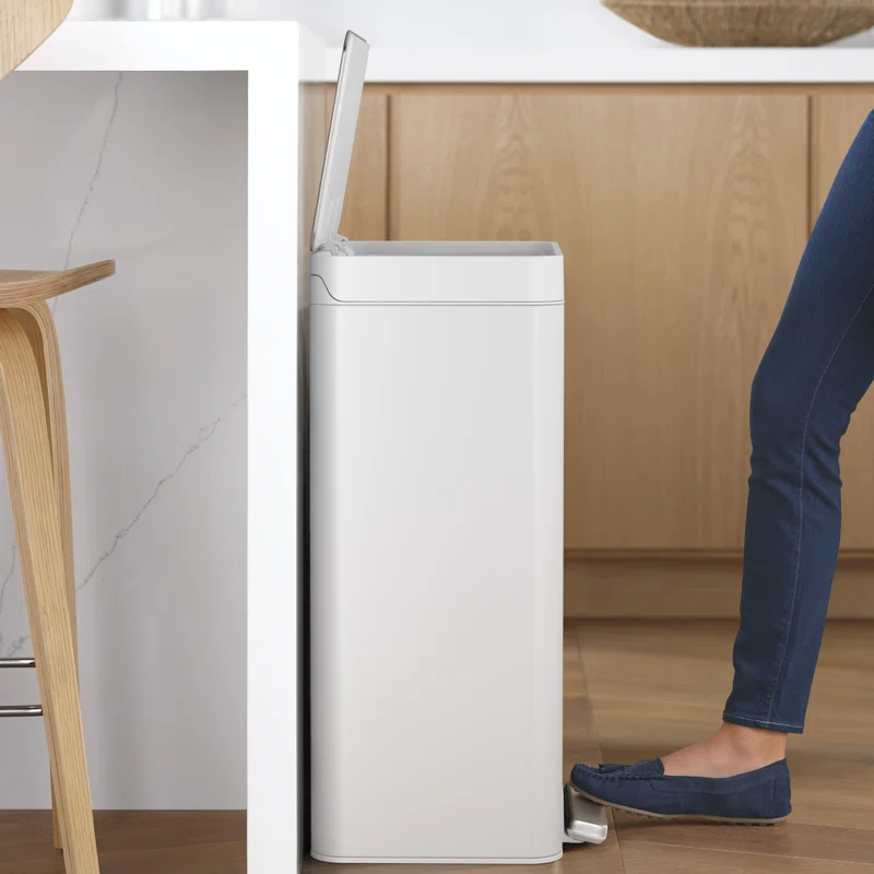 KOHLER 20940-STW 13 Gal. Stainless Steel White and Stainless Step-On Trash Can