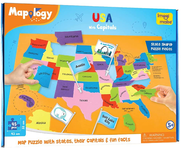 Imagimake: Mapology USA with Capitals- Learn USA States Along with Their Fun