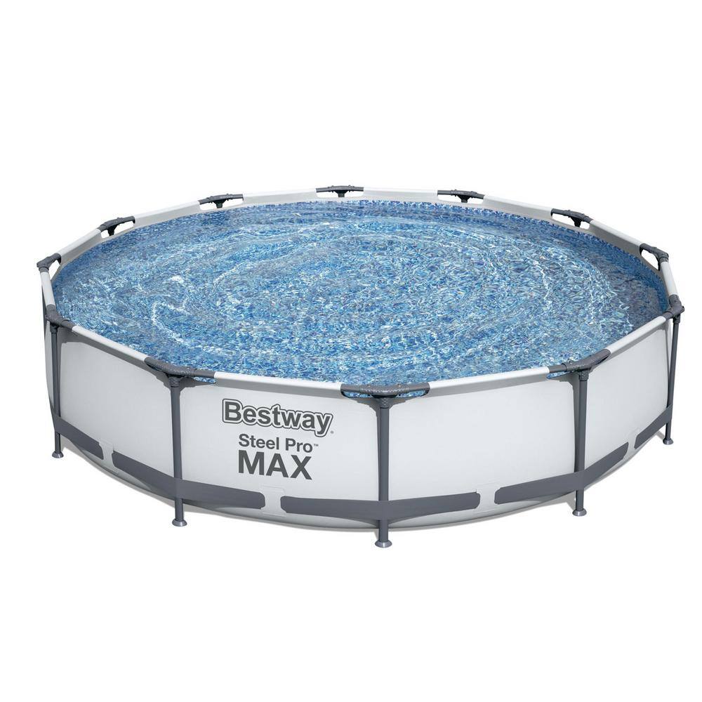 Bestway 56417E-BW Steel Pro Max 12 ft. Round x 30 in. Deep Above Ground Swimming Pool and Pump