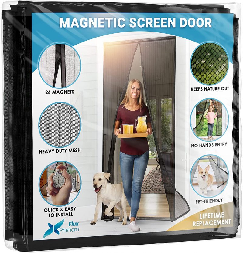 Flux Phenom Magnetic Screen Door - Retractable Mesh - Keeps Nature Out