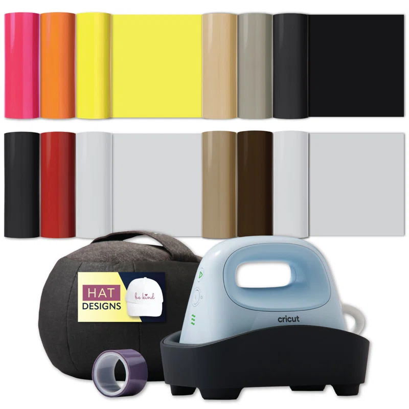 Cricut Hat Press and Everyday Iron-On Sampler Bundle - Curved Heat Press for HTV Iron On