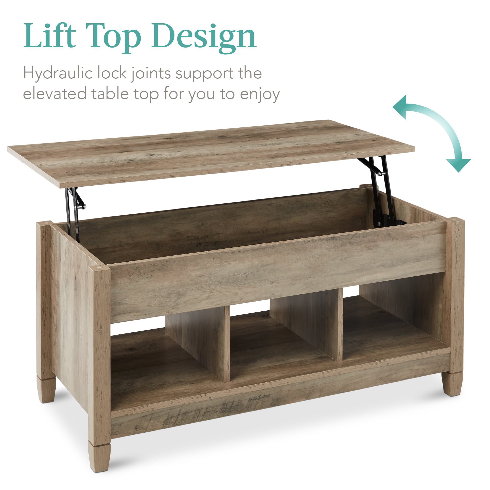Best Choice Products Lift Top Coffee Table. Multifunctional Accent Furniture w/ Hidden Storage - Gray Oak