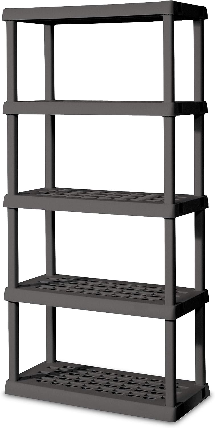Sterilite 01553V01 5 Shelf Unit. Flat Gray Shelves & Legs. 1-Pack