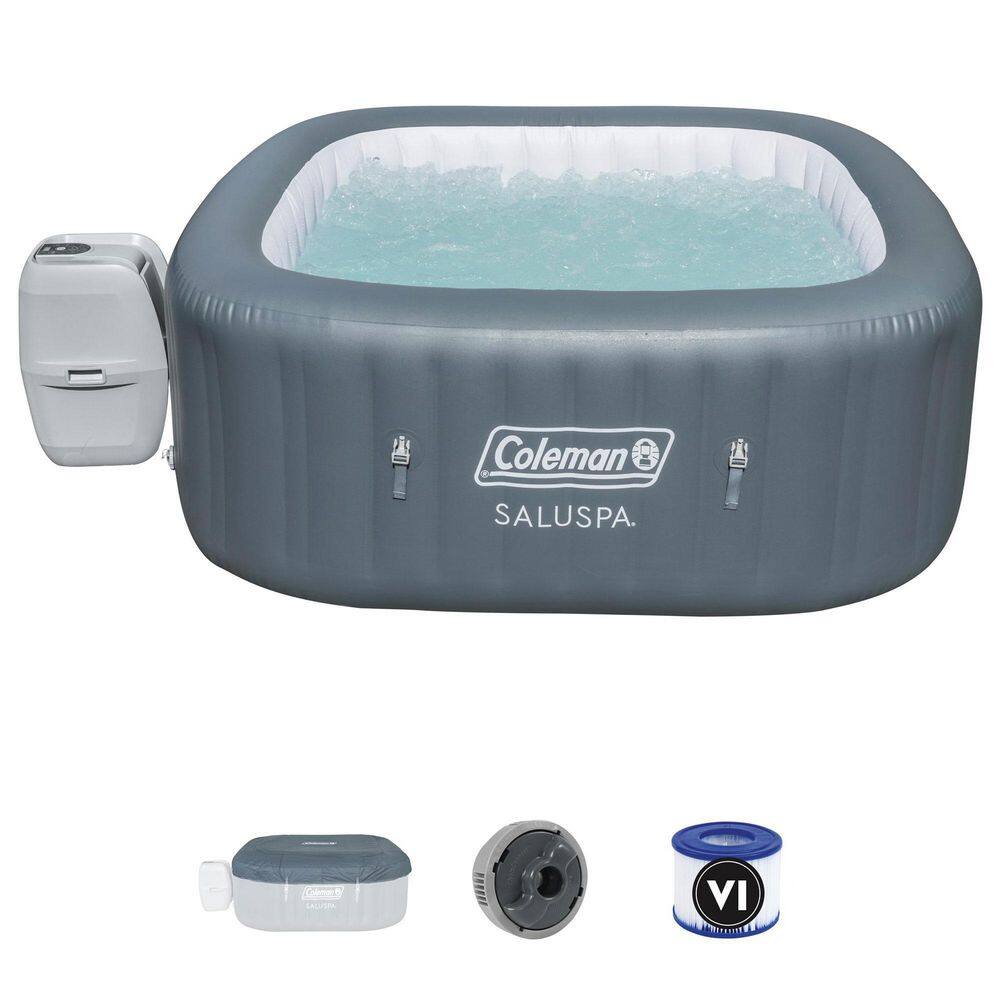 Coleman 15442-BW SaluSpa 6-Person 114 AirJets Inflatable Squared Hot Tub Spa. Grey