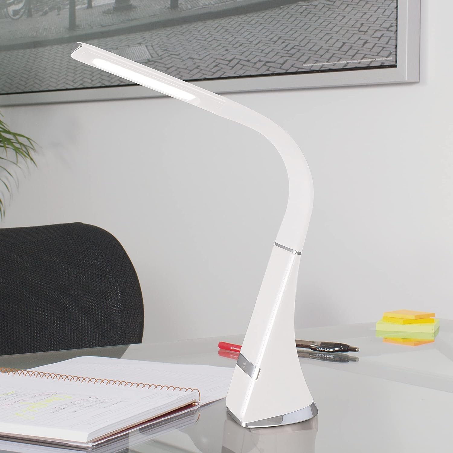 OttLite Recharge LED Desk Lamp with ClearSun LED Technology for Home. Reading. Office & College Dorms - White