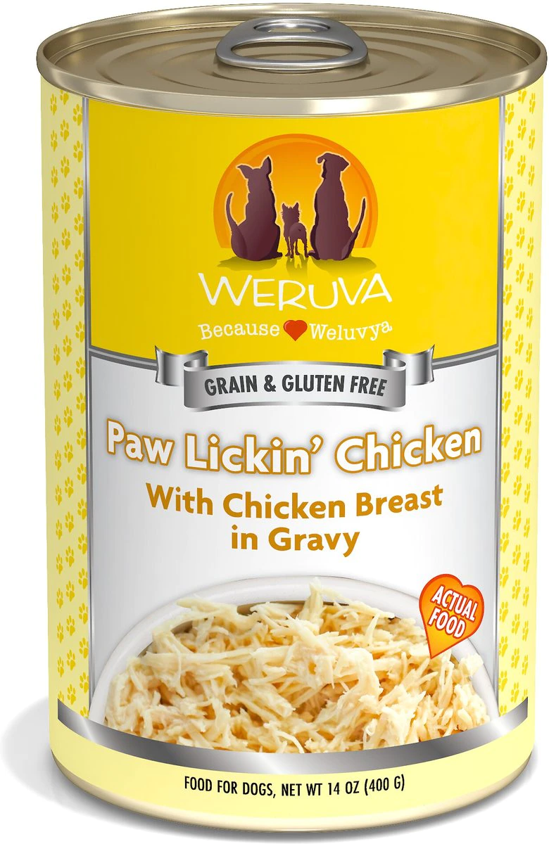 Weruva Paw Lickin- Chicken in Gravy Grain-Free Canned Dog Food 14-oz can case of 12