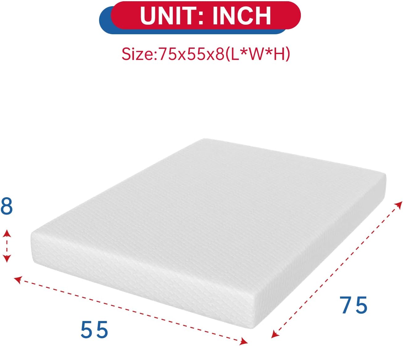 BestMassage Full Mattress. 8 inch Gel Memory Foam Mattress Queen Size for Cool Sleep & Pressure Relief. Medium Firm Mattresses CertiPUR-US Certified/Bed-in-a-Box/Pressure Relieving