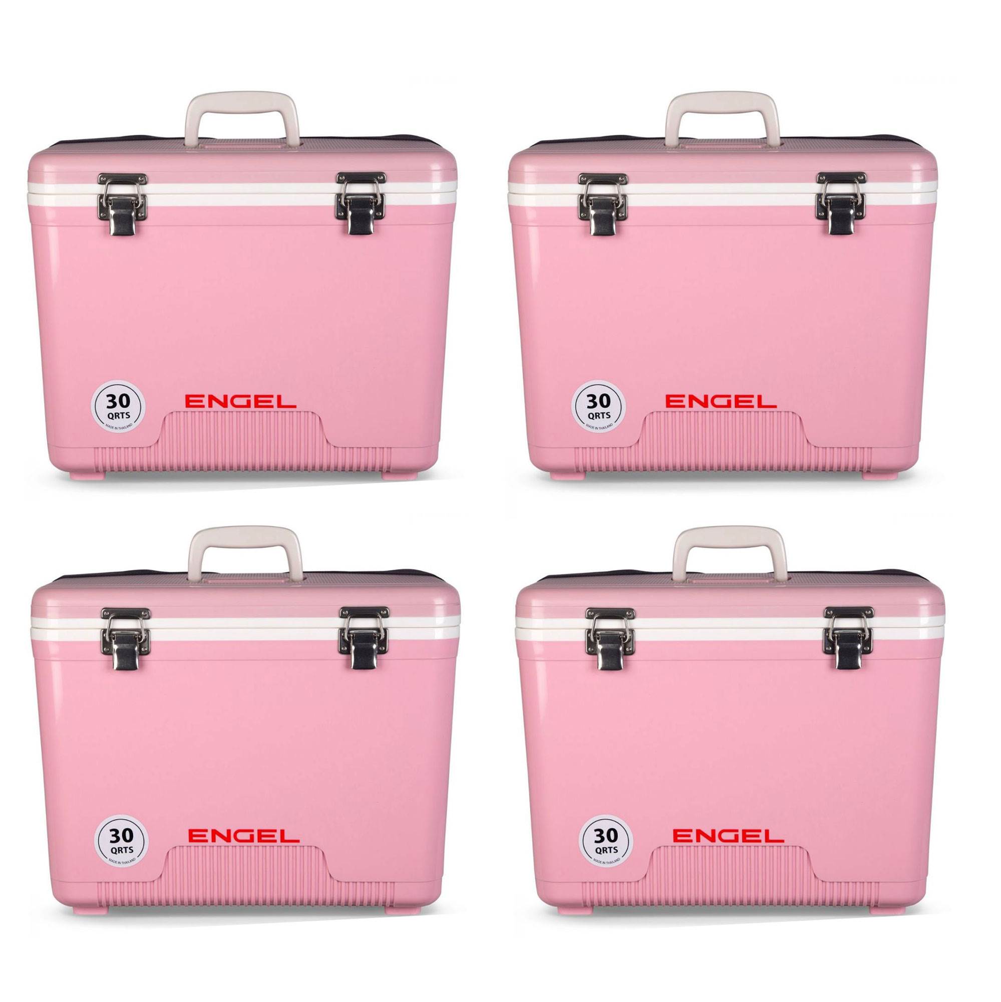 Engel Coolers 30 Quart 48 Can Lightweight Insulated Cooler Drybox. Pink (4 Pack)