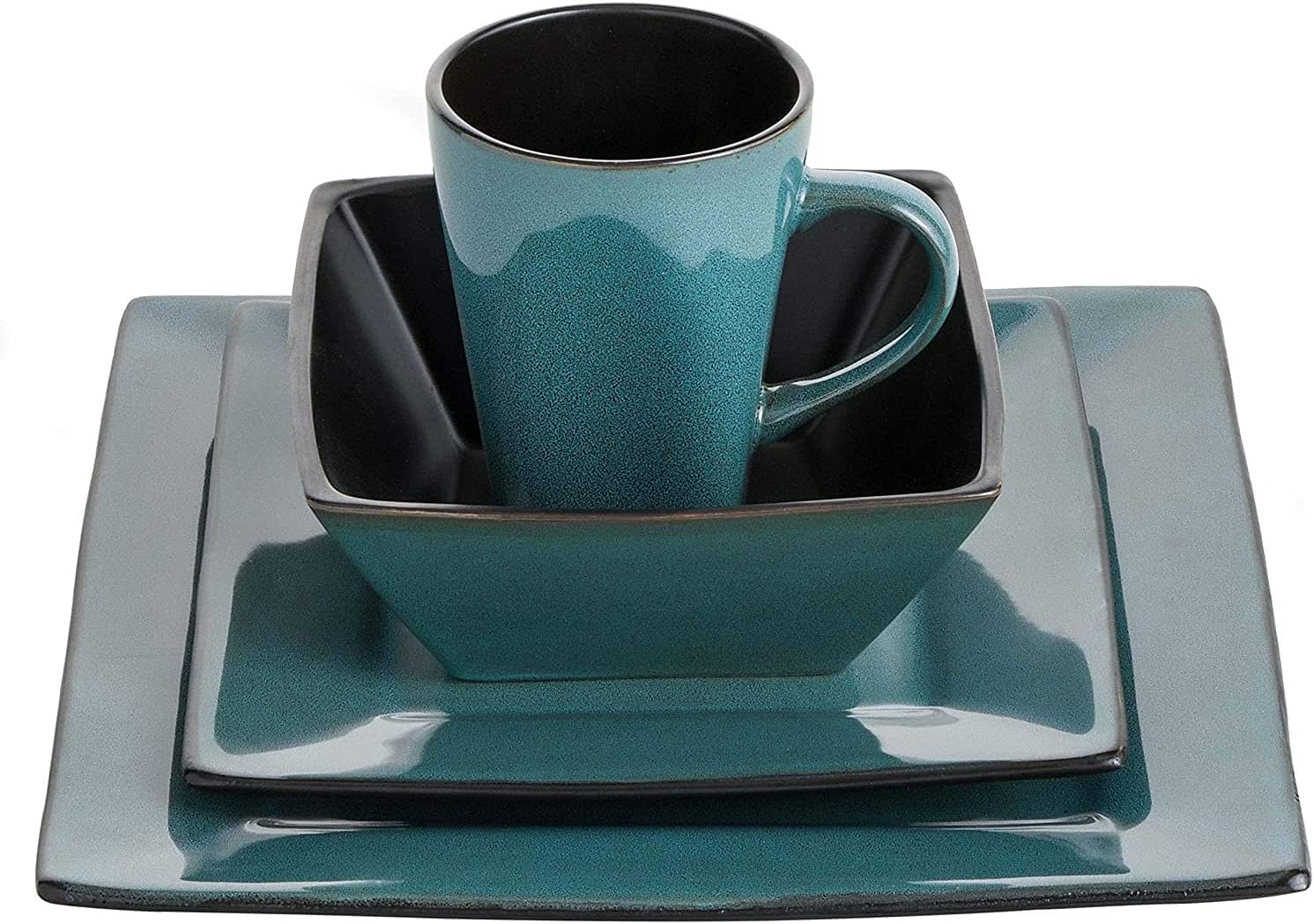 Gibson Elite Kiesling 16 Piece Dinnerware Set. Turquoise