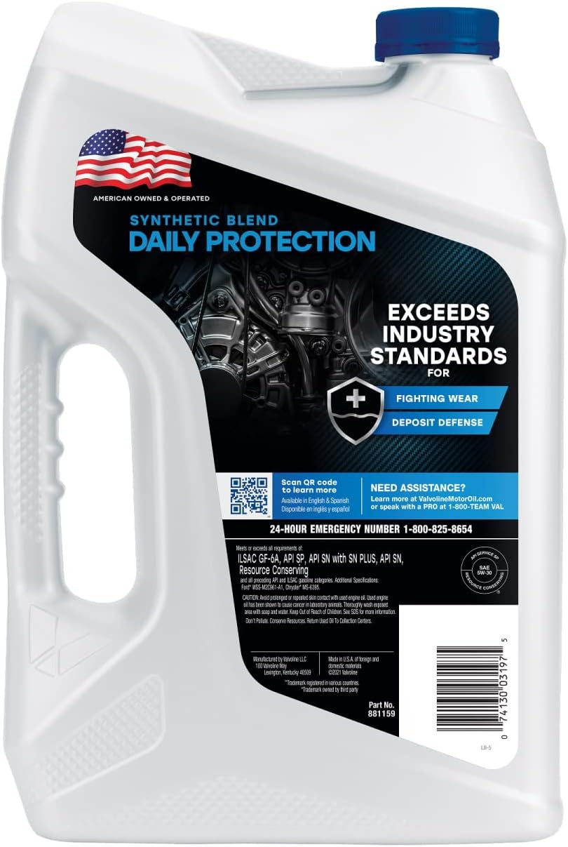 Valvoline Daily Protection SAE 5W-30 Synthetic Blend Motor Oil 5 QT