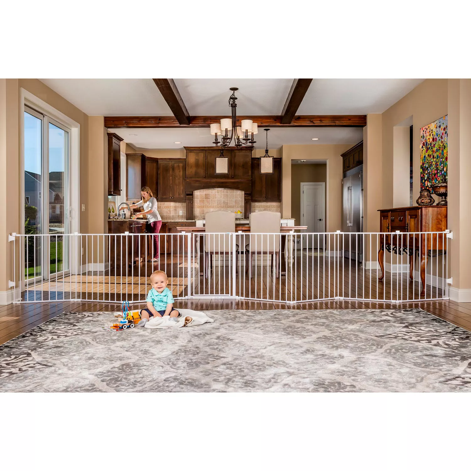 Regalo 192-Inch Double Door Super Wide Adjustable Baby Gate and Play Yard. 4-In-1. Bonus Kit. Includes -192 x 1.5 x 28 inches; 24 Pounds