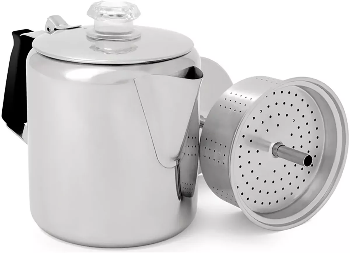 GSI Outdoors Glacier Stainless 6 Cup Coffee Percolator with Silicone Handle