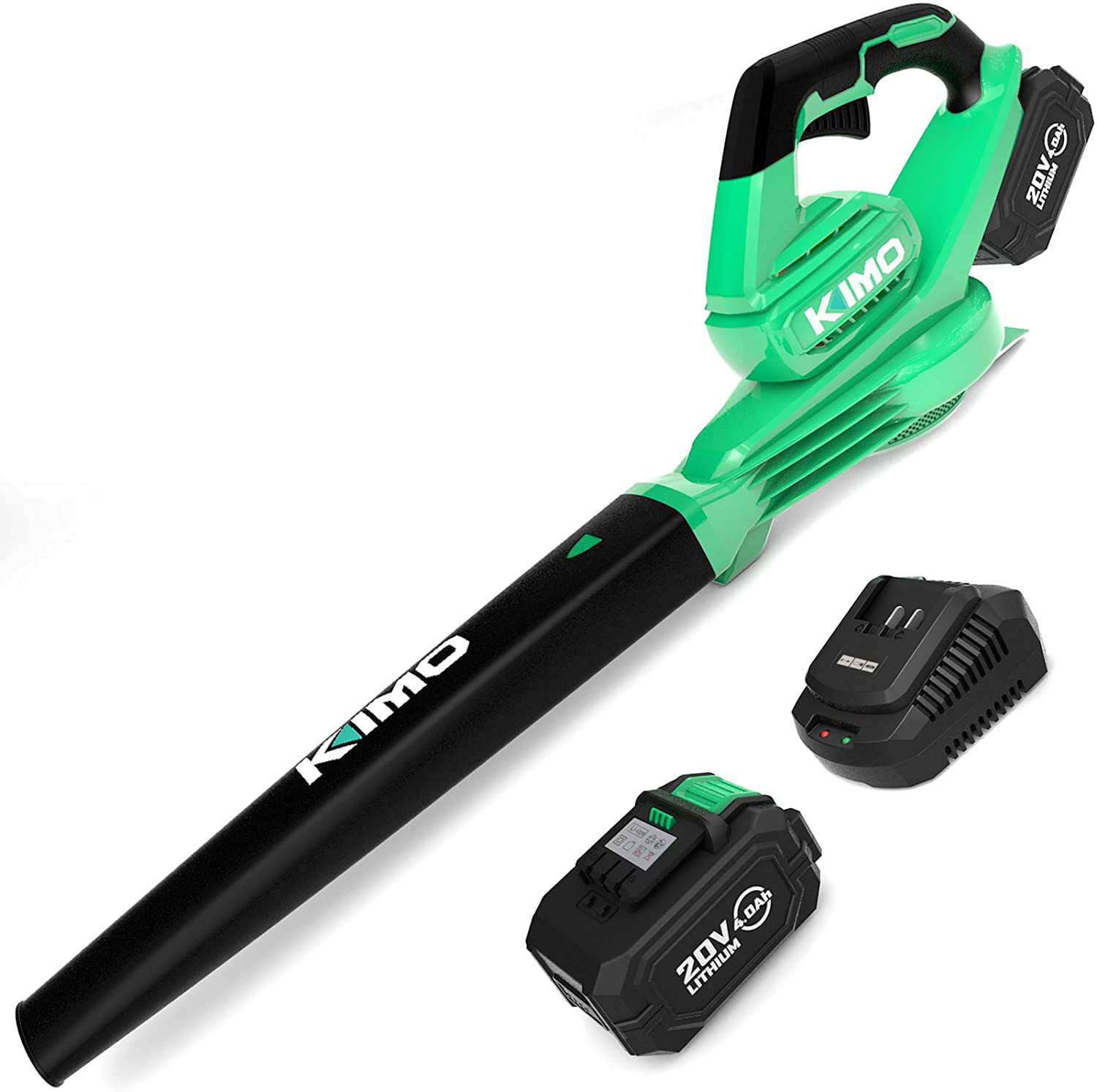 KIMO Cordless Leaf Blower - Upgraded Battery Operated Blower. 20V Electric Leaf Blower with 4.0Ah Battery and Charger