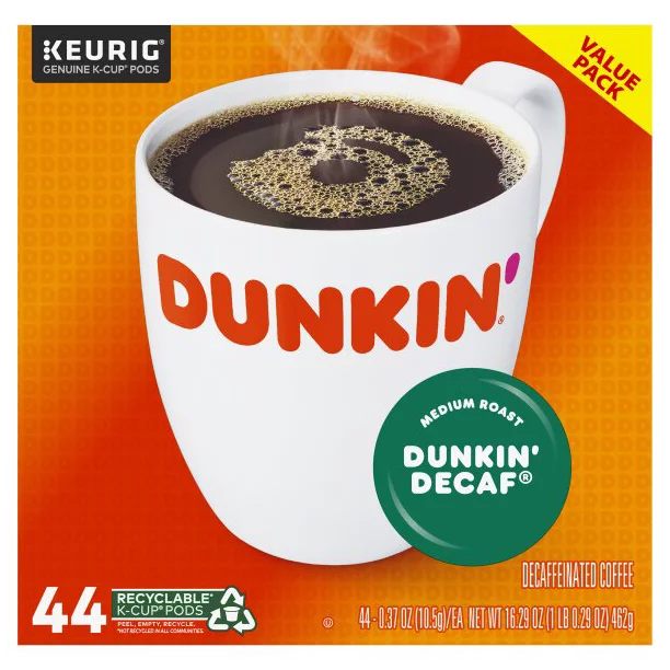 Dunkin- Donuts Decaf Single-Serve K-Cup Pods Medium Roast Coffee 44 Count