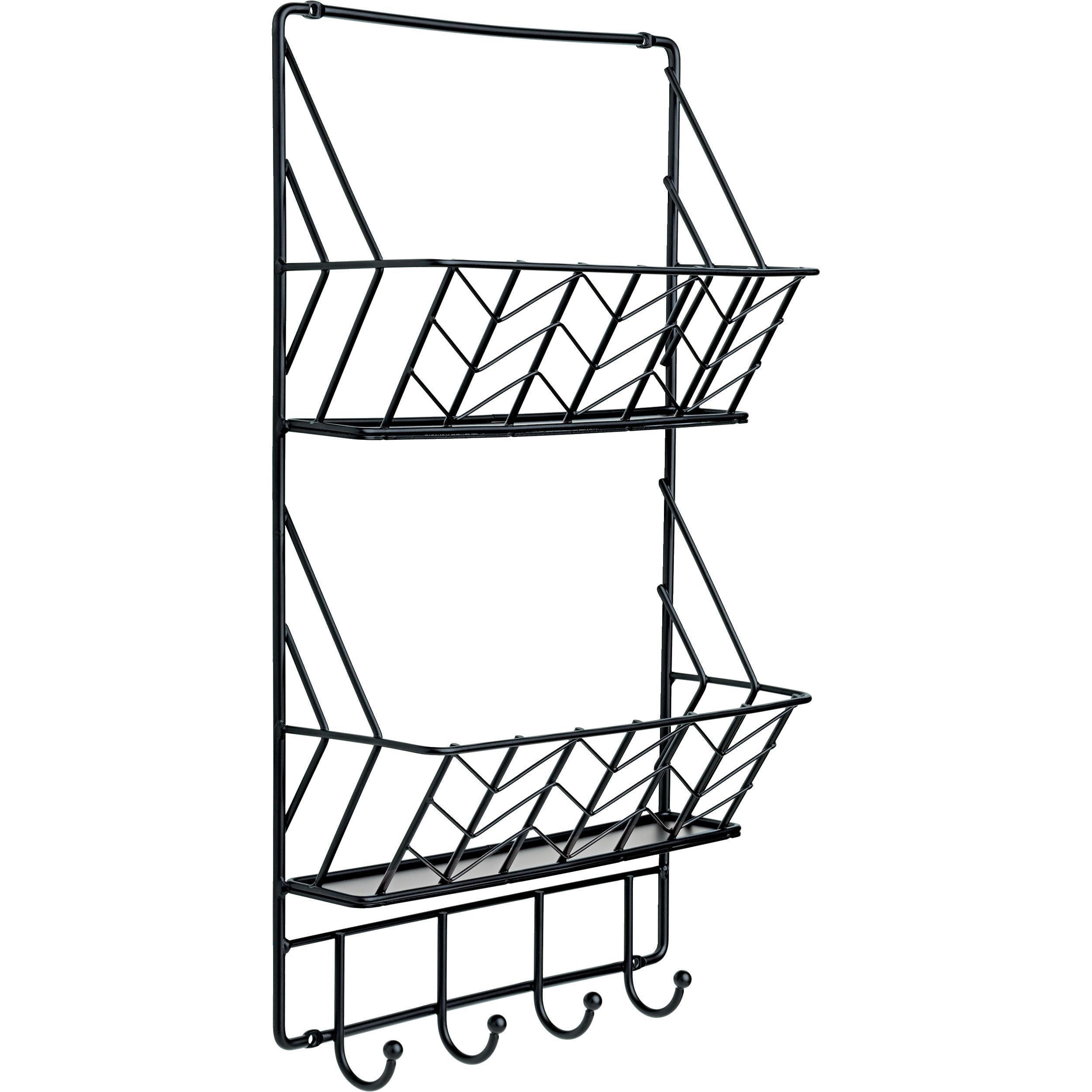12″ Steel Double Mail Basket with Hooks