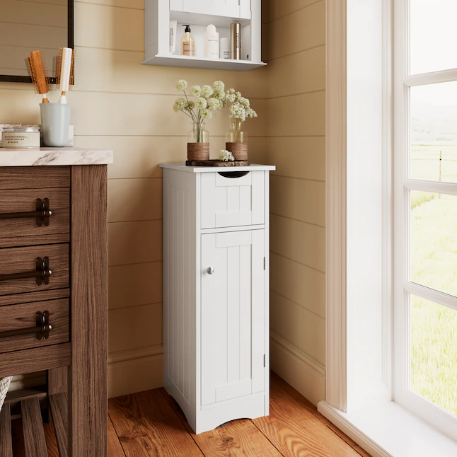 RiverRidge 06-142 Ashland 11-in W x 32-in H x 13.5-in D White Mdf Freestanding Linen Cabinet