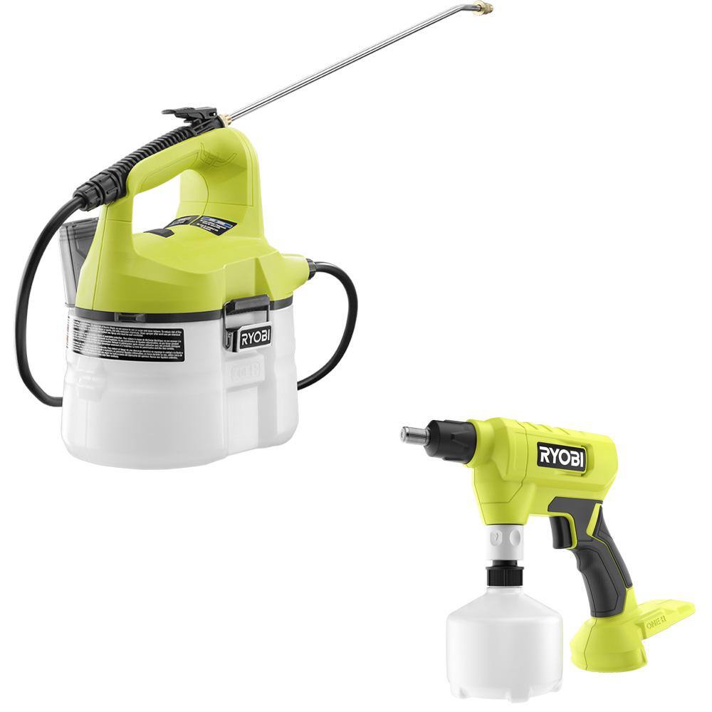 RYOBI P2800BTL-P28014BTL ONE+ 18V Cordless Battery 1 Gal. Chemical Sprayer and .5L Cordless Compact Chemical Sprayer (2-Tool) (Tool Only)