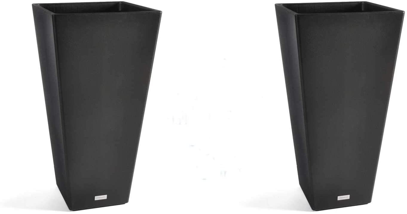 Veradek V-Resin Taper Tall Planter - Black - 30 in. 2 Pack