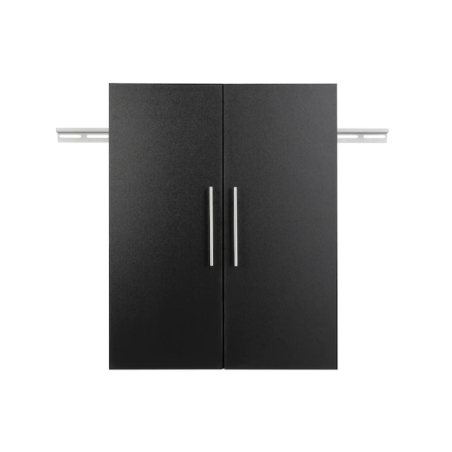 Prepac HangUps 24 in. W x 30 in. H x 12 in. D Upper Storage Cabinet in Black (1-Piece)