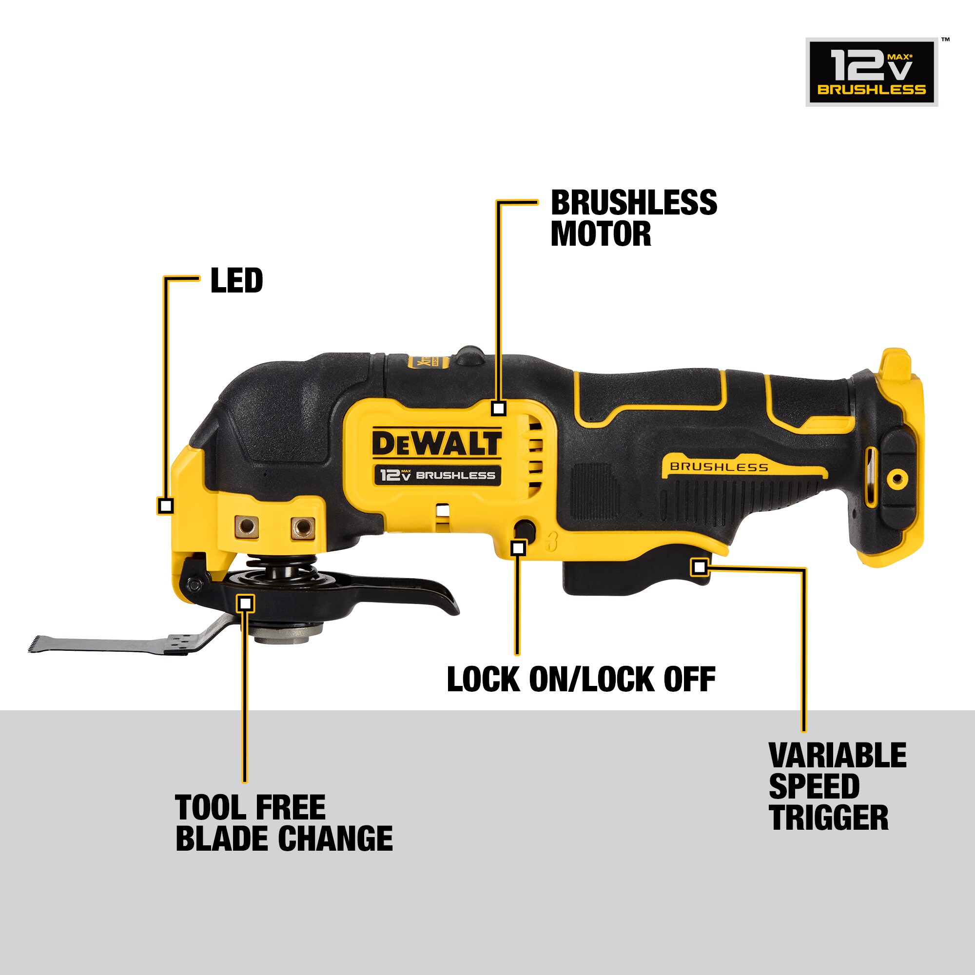 DEWALT DCS353B Xtreme 4-Piece Brushless 12-volt Max Variable Speed Oscillating Multi-Tool Kit Case