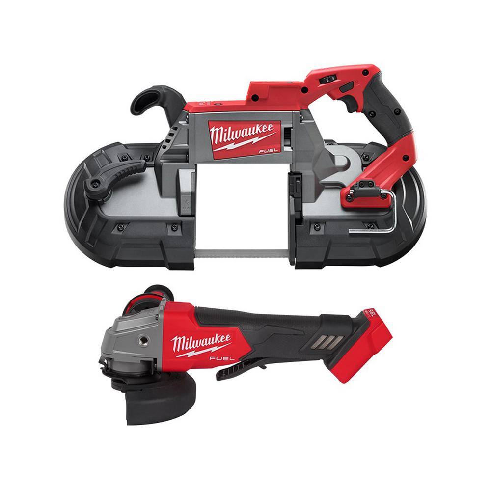 Milwaukee 2729-20-2880-20 M18 FUEL 18V Lithium-Ion Brushless Cordless Deep Cut Band Saw and 4-1/2 in./5 in. Grinder (2-Tool)