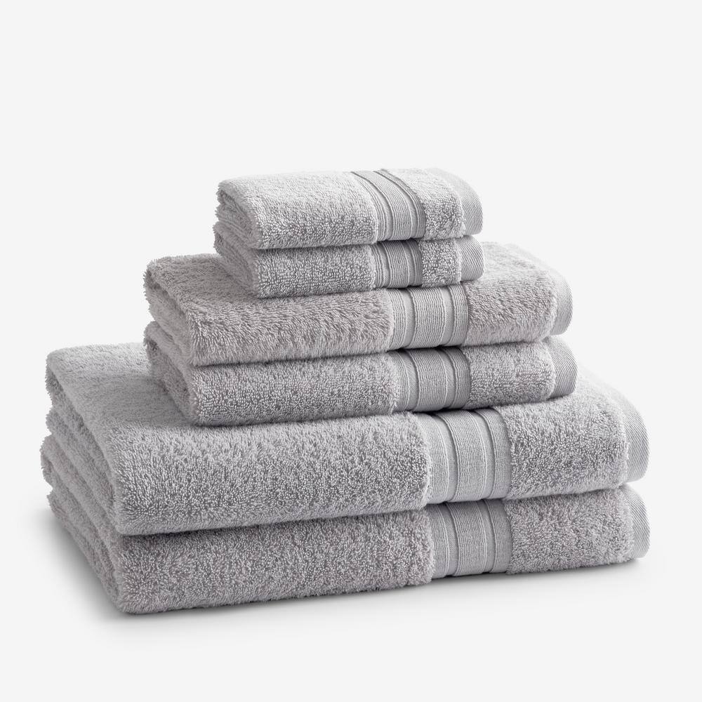 The Company Store  Company Cotton 6-Piece Silver Turkish Cotton Bath Towel Set - Silver