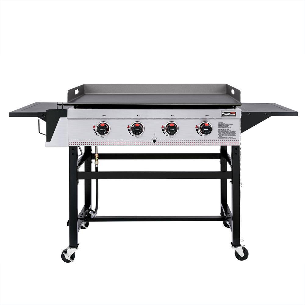 Royal Gourmet GB4003 36 in. 4-Burner Flat Top Gas Grill Griddle Liquid Propane Outdoor Griddle Station. 52.000 BTU in Black