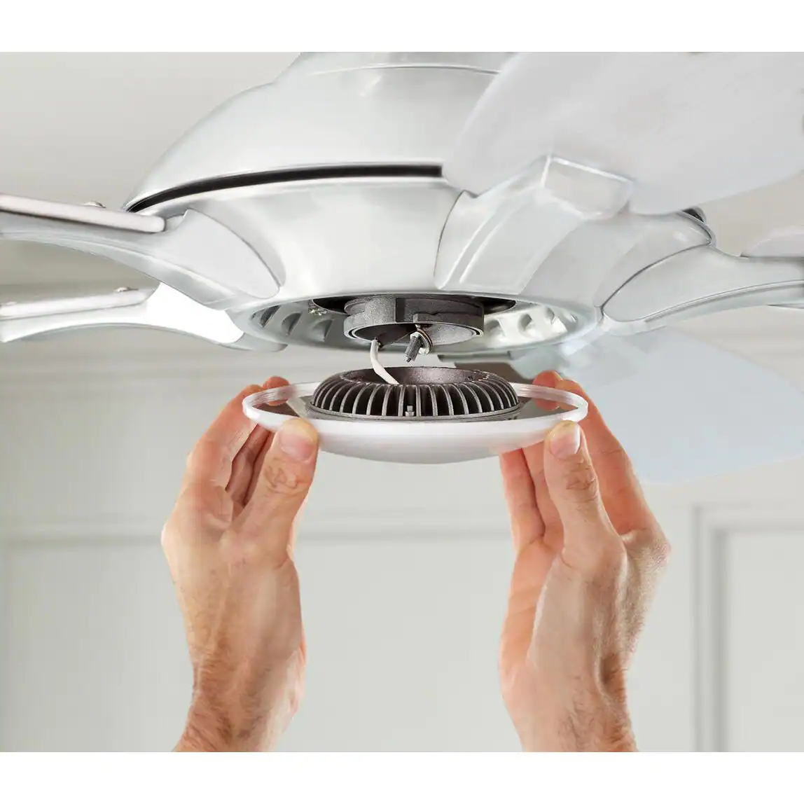 Home Decorators Collection 14427 Petersford 52 in. Integrated LED Indoor White Ceiling Fan with Light Kit and Remote Control