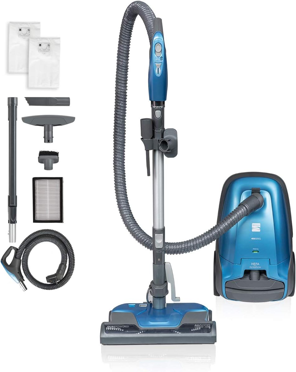Kenmore Pet Friendly Lightweight Bagged Canister Vacuum Cleaner with Extended Telescoping Wand. HEPA. 2 Motors. Retractable Cord. and 4 Cleaning Tools. Blue