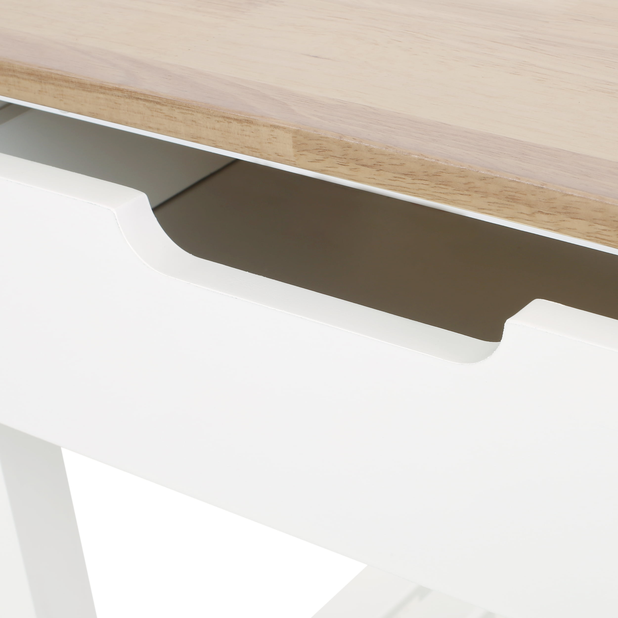 Noble House Treutlen Wood Kitchen Cart with Wheels. White and Natural