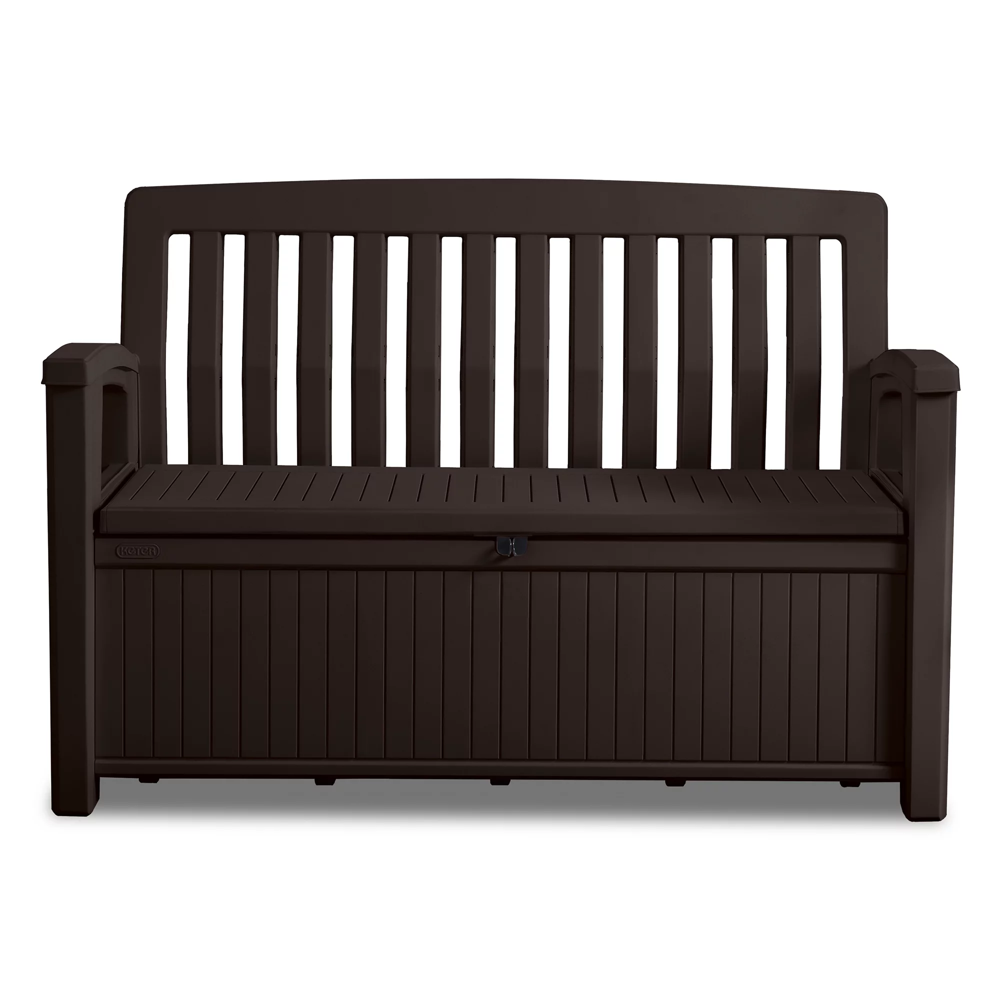 Keter 233599 Patio Bench 23.62-in L x 55.19-in 60-Gallons Brown Plastic Deck Box