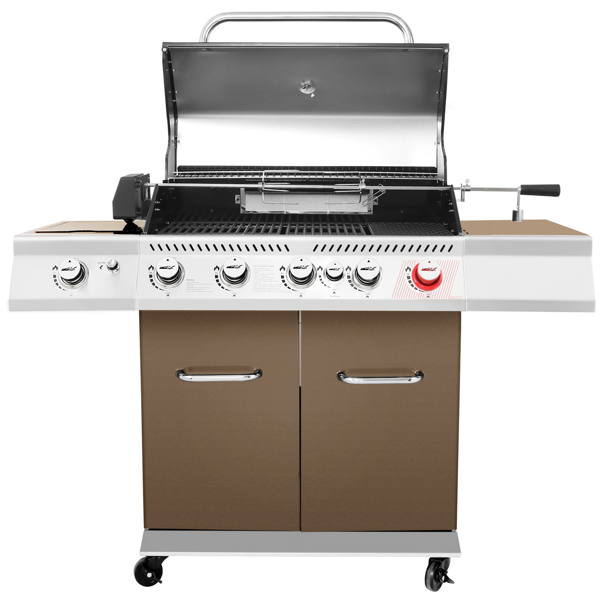 Royal Gourmet GA5403C 5-Burner BBQ Cabinet Style Gas Grill with Rotisserie Kit. Sear Burner. Rear Burner and Side Burner