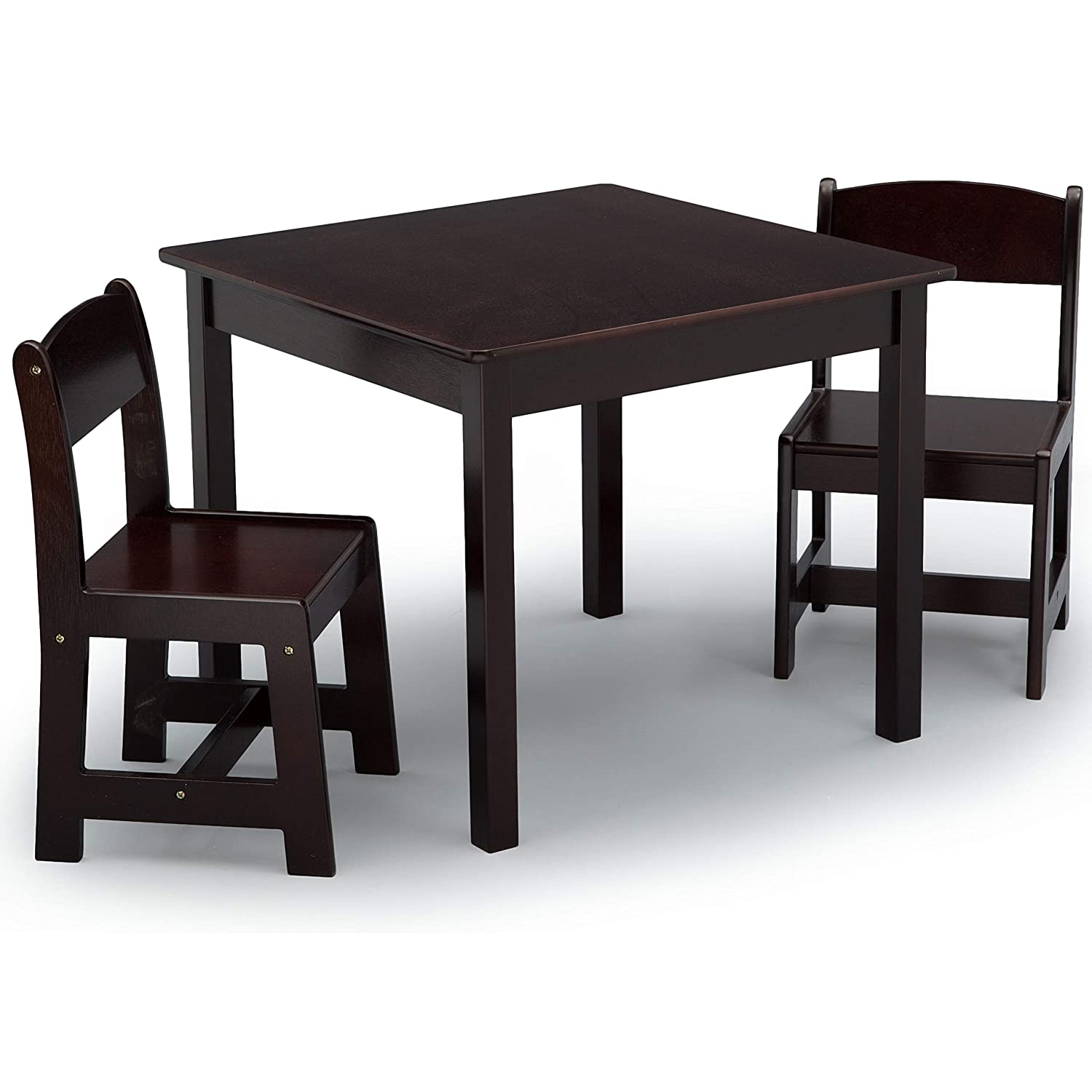 Delta Children MySize Kids Wood Table and Chair Set (2 Chairs Included) - Ideal for Arts & Crafts. Snack Time. Homework & More - Greenguard Gold Certified. Dark Chocolate. 3 Piece Set