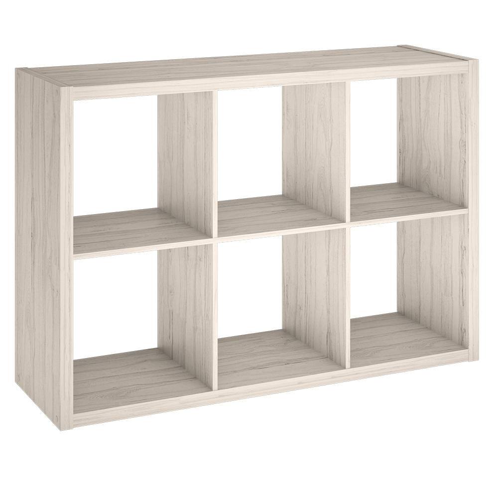 ClosetMaid 4569 30 in. H x 43.82 in. W x 13.50 in. D Bleached Walnut Wood Large 6- Cube Organizer