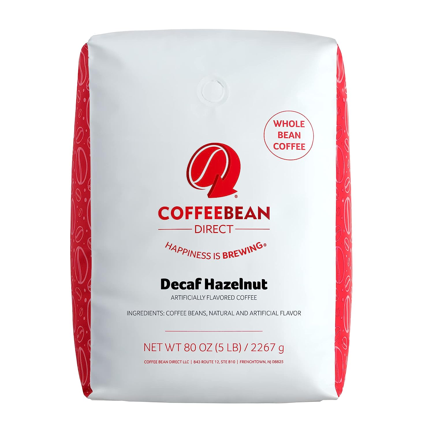 Coffee Bean Direct Decaf Hazelnut Flavored. Whole Bean Coffee. 5-Pound Bag