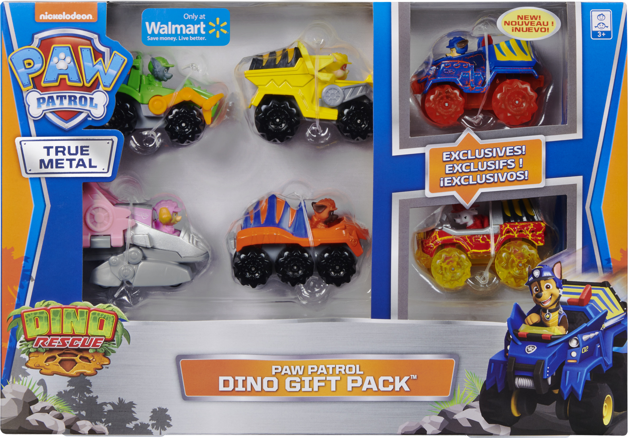 PAW Patrol. True Metal Dino Rescue Gift Pack of 6 Collectible Die-Cast Vehicles. 1:55 Scale