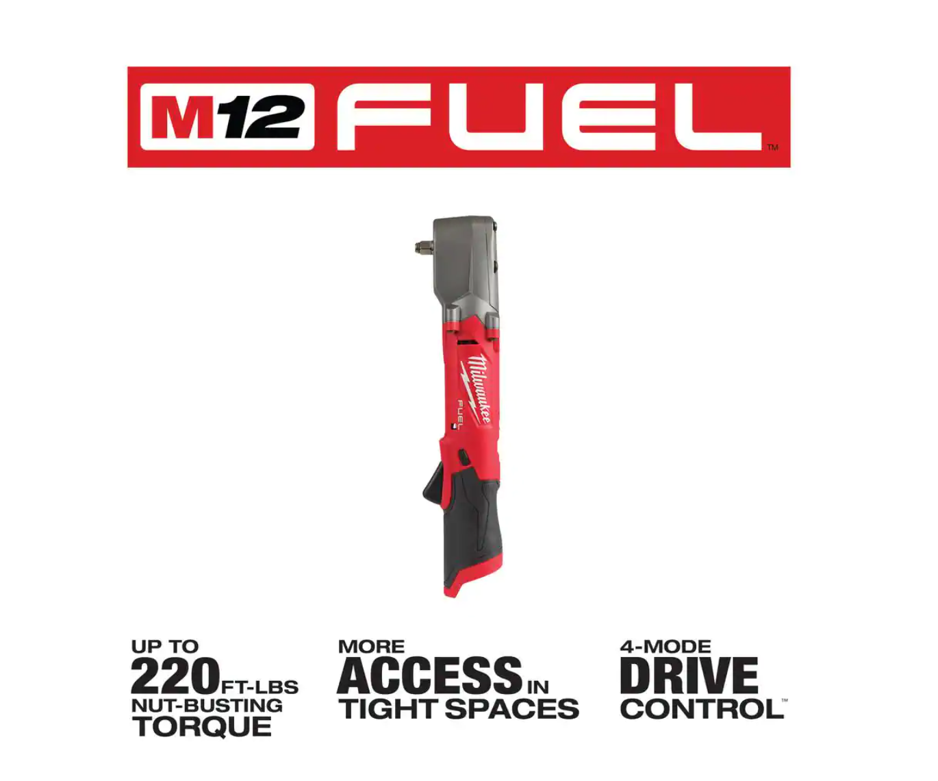 Milwaukee 2564-20 M12 FUEL 12V Lithium-Ion Brushless Cordless 3/8 in. Right Angle Impact Wrench (Tool-Only)