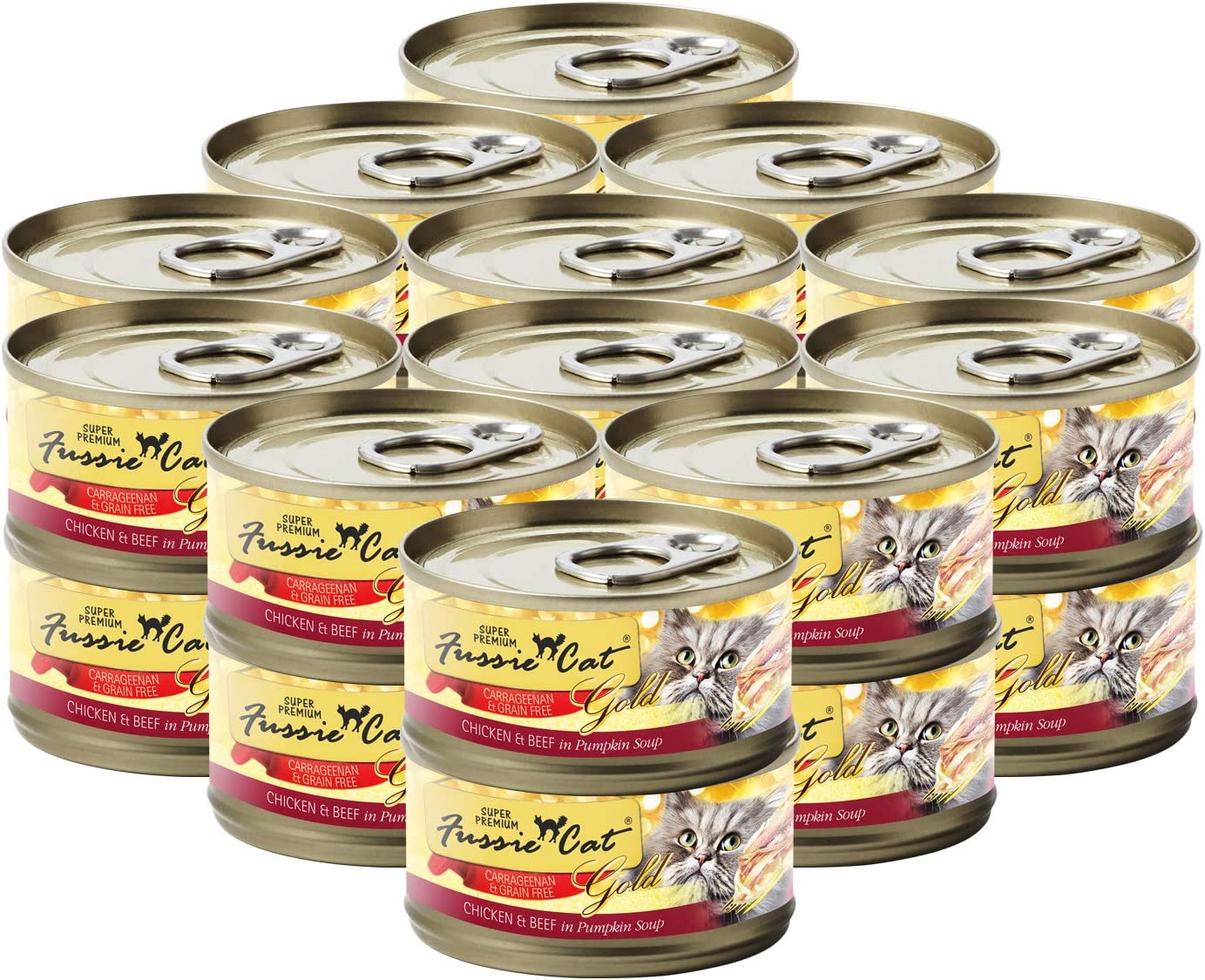 Fussie Cat Super Premium Chicken & Beef Formula in Pumpkin Soup Grain-Free Canned Cat Food 2.8-oz case of 24