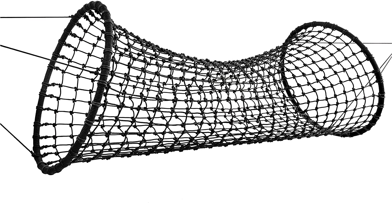 HearthSong 6-Foot Weather-Resistant Hanging Woven Rope Tunnel Bridge for Kids. Holds Up to 400 Lbs. Black