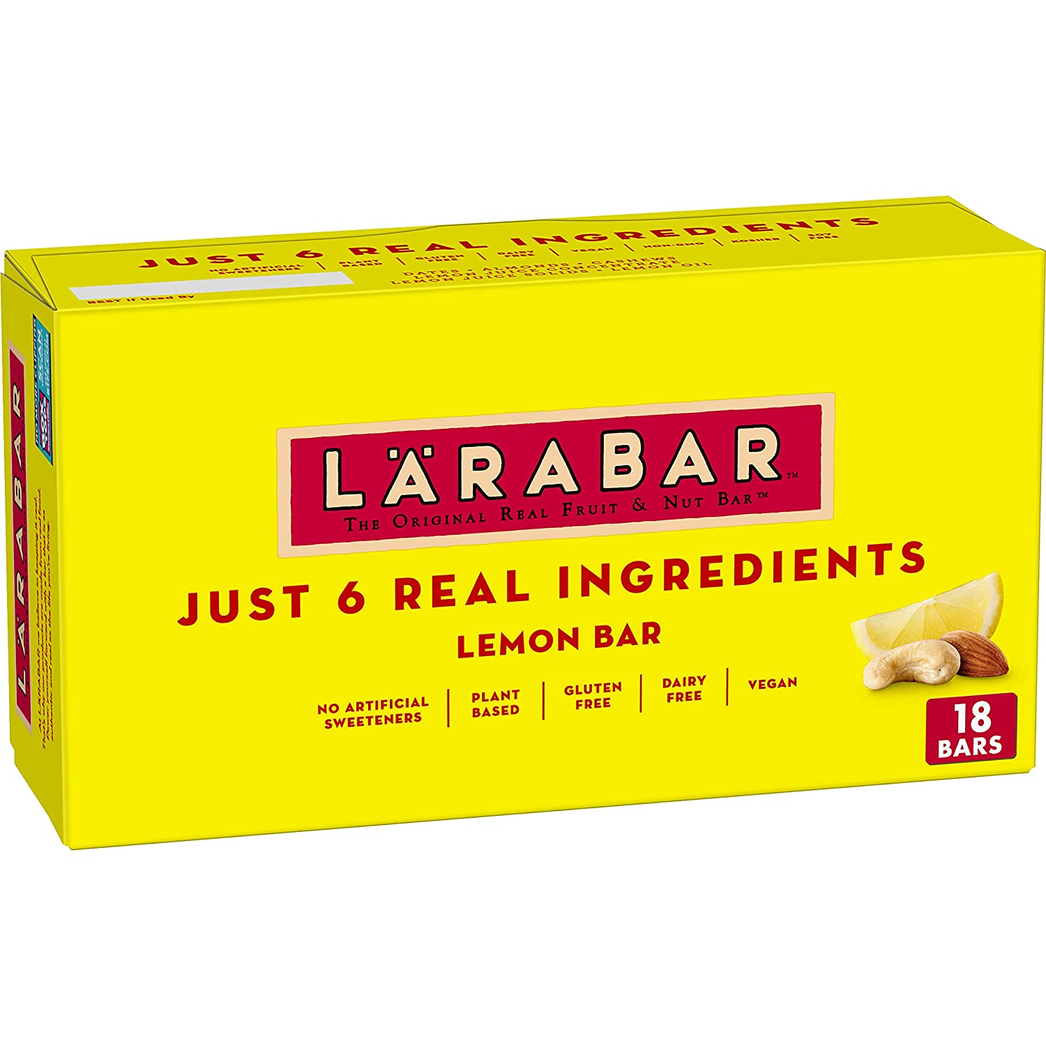 LÄRABAR Lemon Bar. Gluten Free Vegan Fruit & Nut Bar. 1.6 oz Bars. 18 Ct