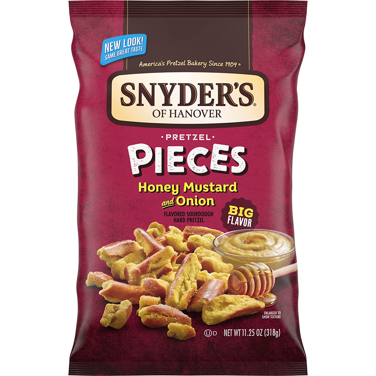 Snyder-s of Hanover Pretzel Pieces. Honey Mustard and Onion. 8 Ounce Bag (Pack of 6)