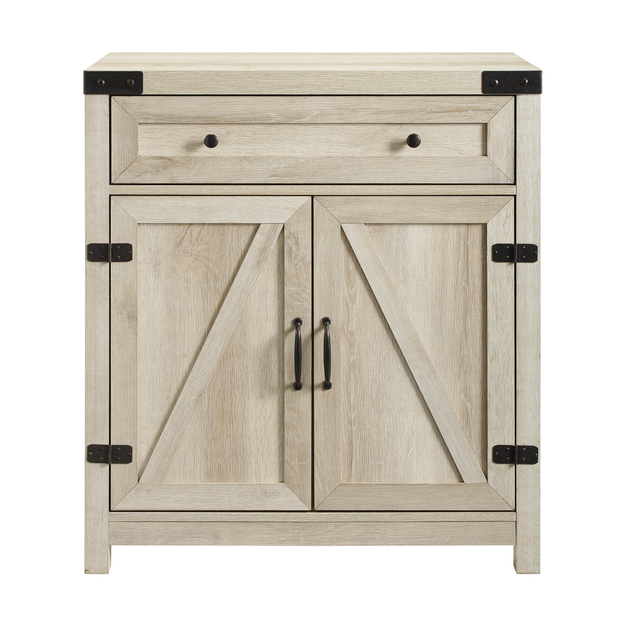 Walker Edison White Oak Farmhouse Barn Door Accent Cabinet