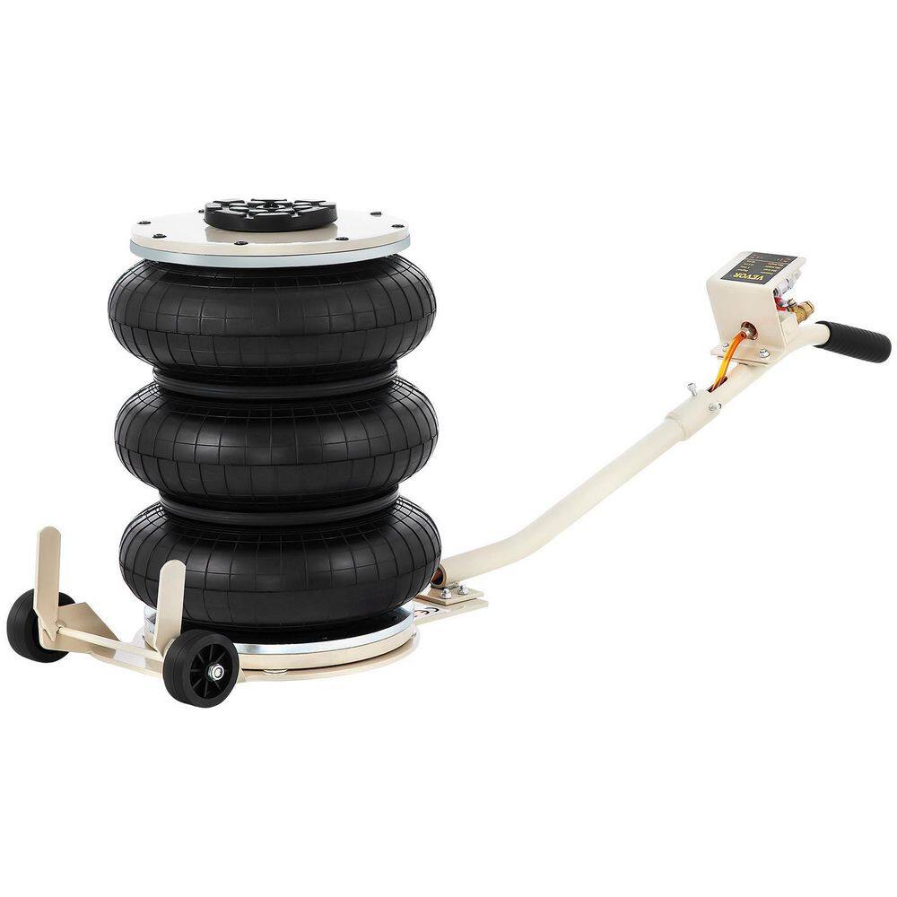 VEVOR QJD5TSBQNS0000001V0 Pneumatic Air Jack 5-Ton/11000 lbs. Triple Bag Air Jack Lifting Height 6.3 in. to 15.75 in. Inflatable Car Jack Lifter