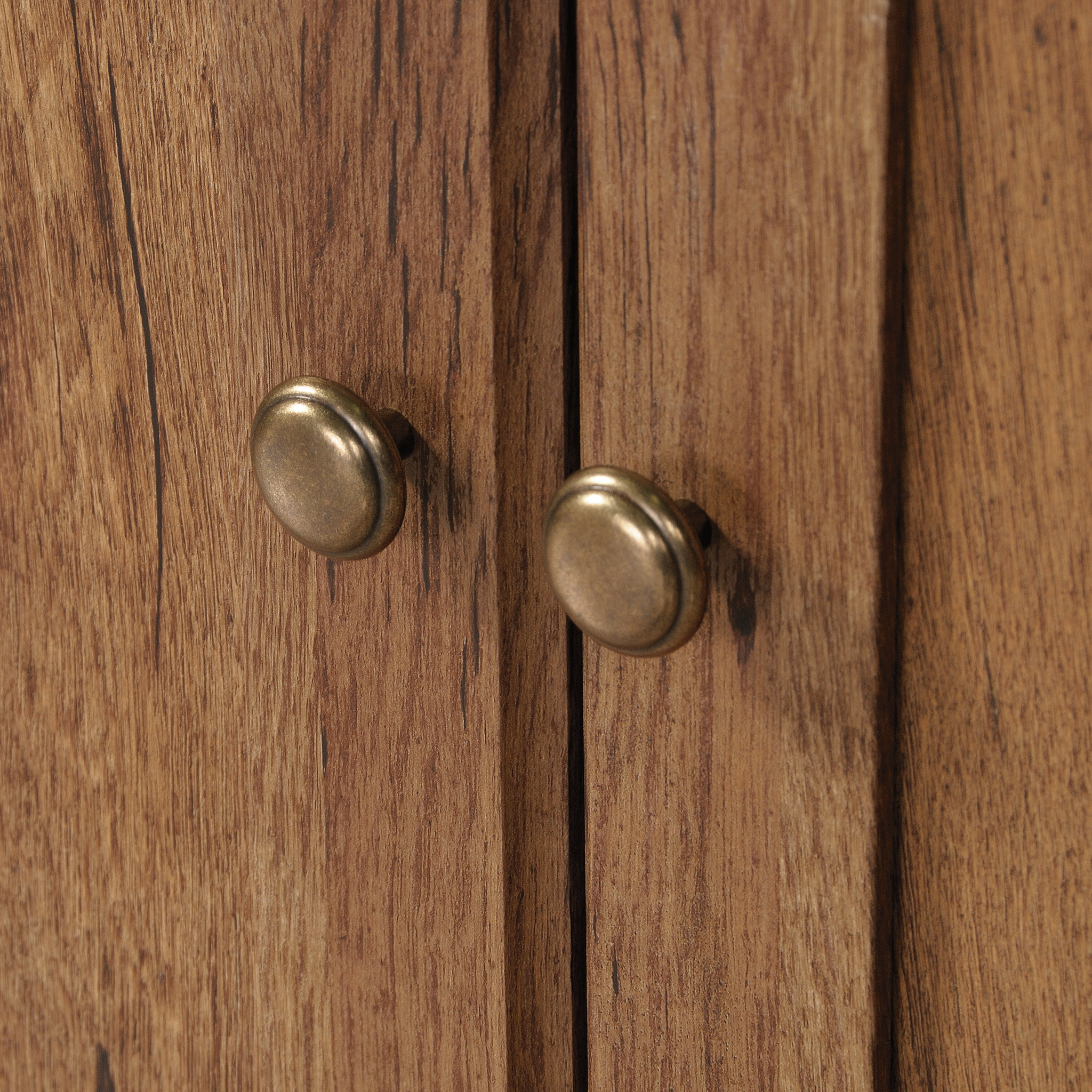 Sauder 5-Shelf Bookcase with 2 Doors. Vintage Oak Finish