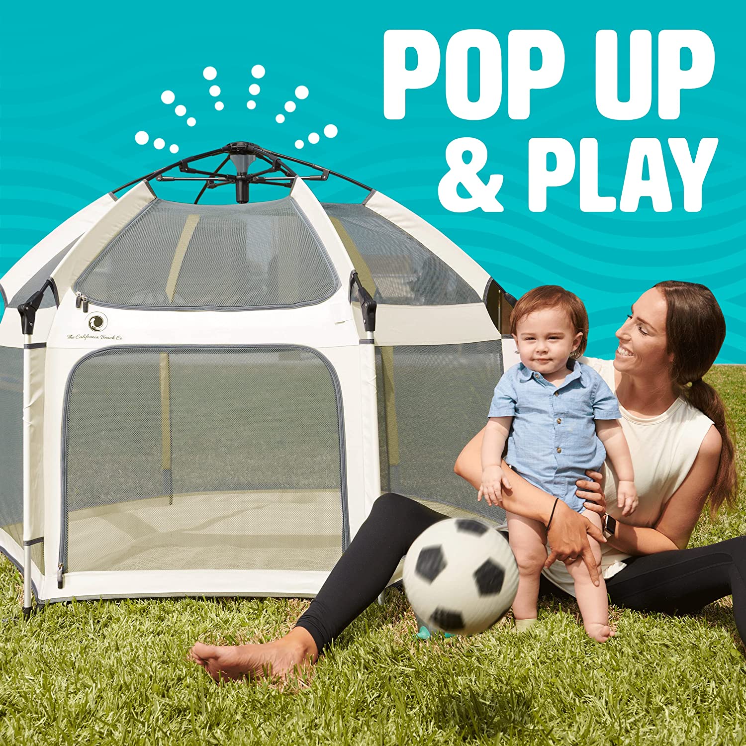 POP ‘N GO Premium Indoor and Outdoor Baby Playpen - Portable. Lightweight. Pop Up Pack and Play Toddler Play Yard w/Canopy and Travel Bag - Warm Ivory