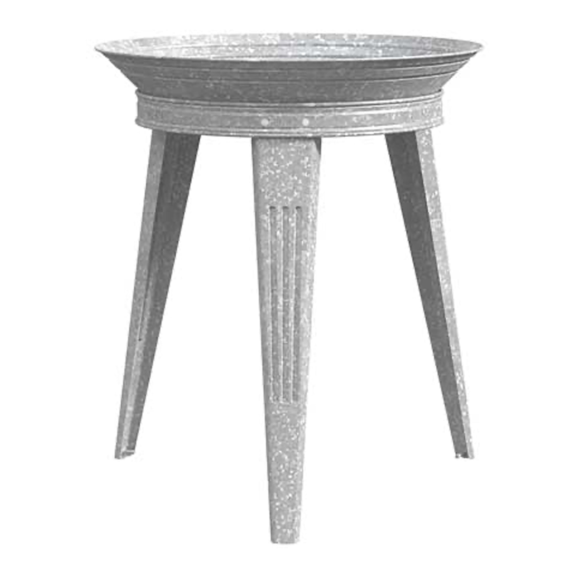 Panacea Galvanized Vintage Style Metal Bird Bath and Pedestal Stand. Gray