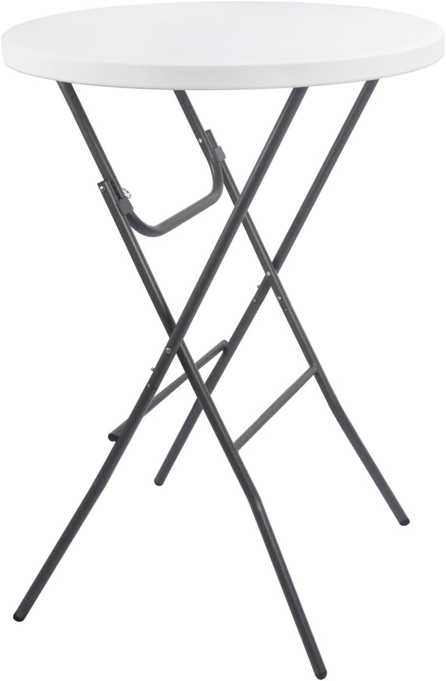 Byliable 32in Cocktail Table High Top Folding Table. Portable Bar Height Folding Table Round with Removable Legs. Indoor Outdoor Banquet Table for Parties. Commercial. Speech. School- Granite White