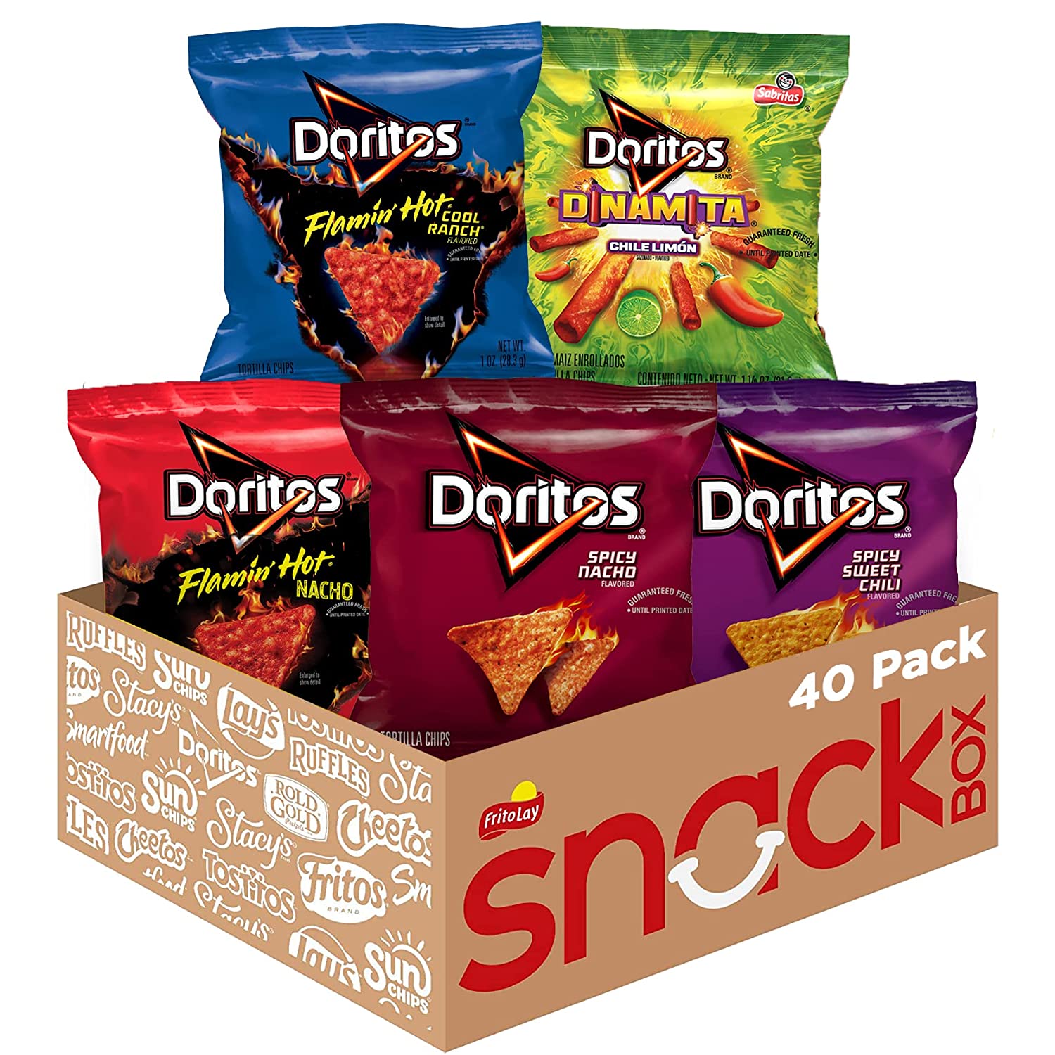 Doritos Hot & Spicy Mix Variety Pack. 1oz Bags. (40 Pack) (Assortment May Vary)